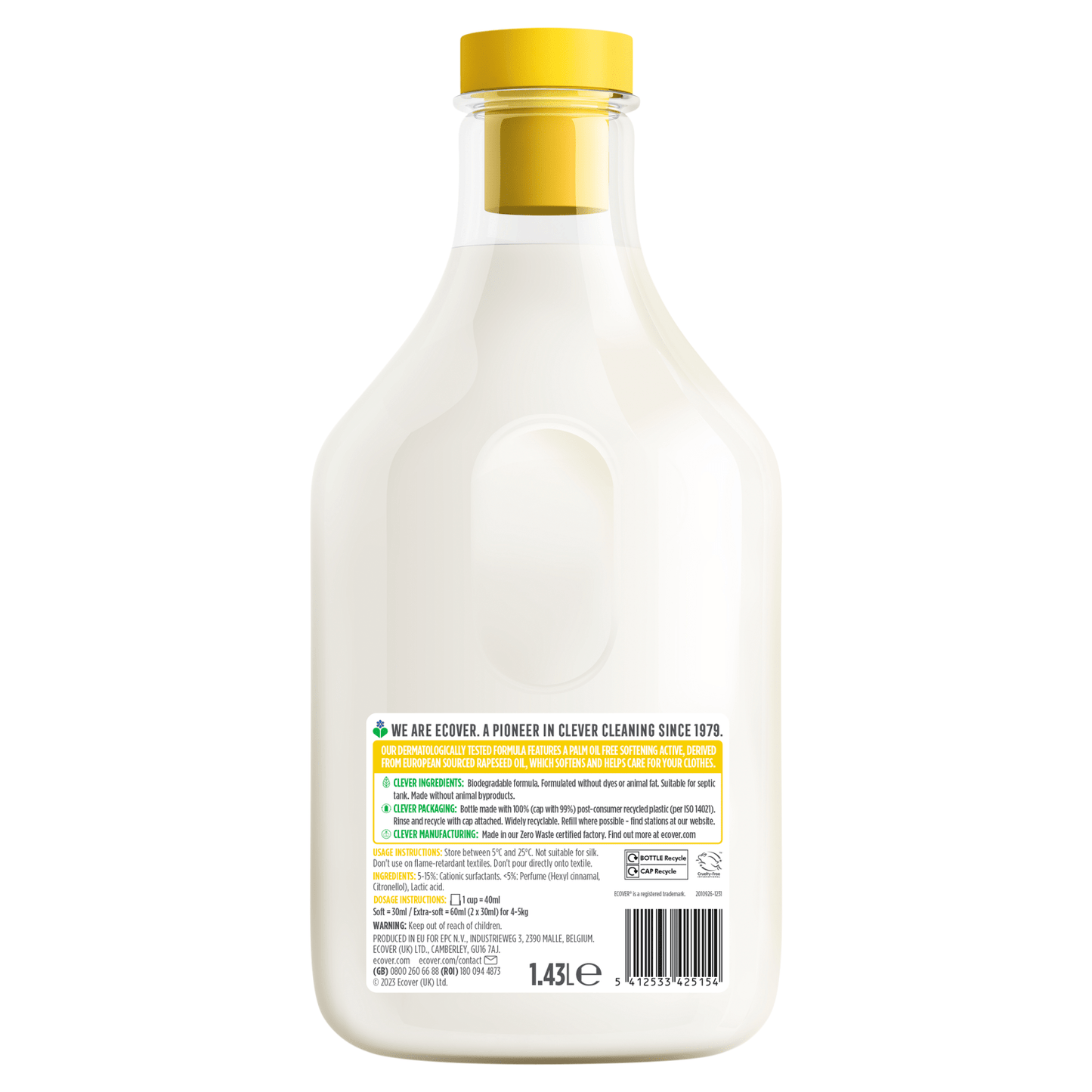 Ecover Fabric Softener Gardenia & Vanilla 1.43L - UK Food & Drink - 5412533425154