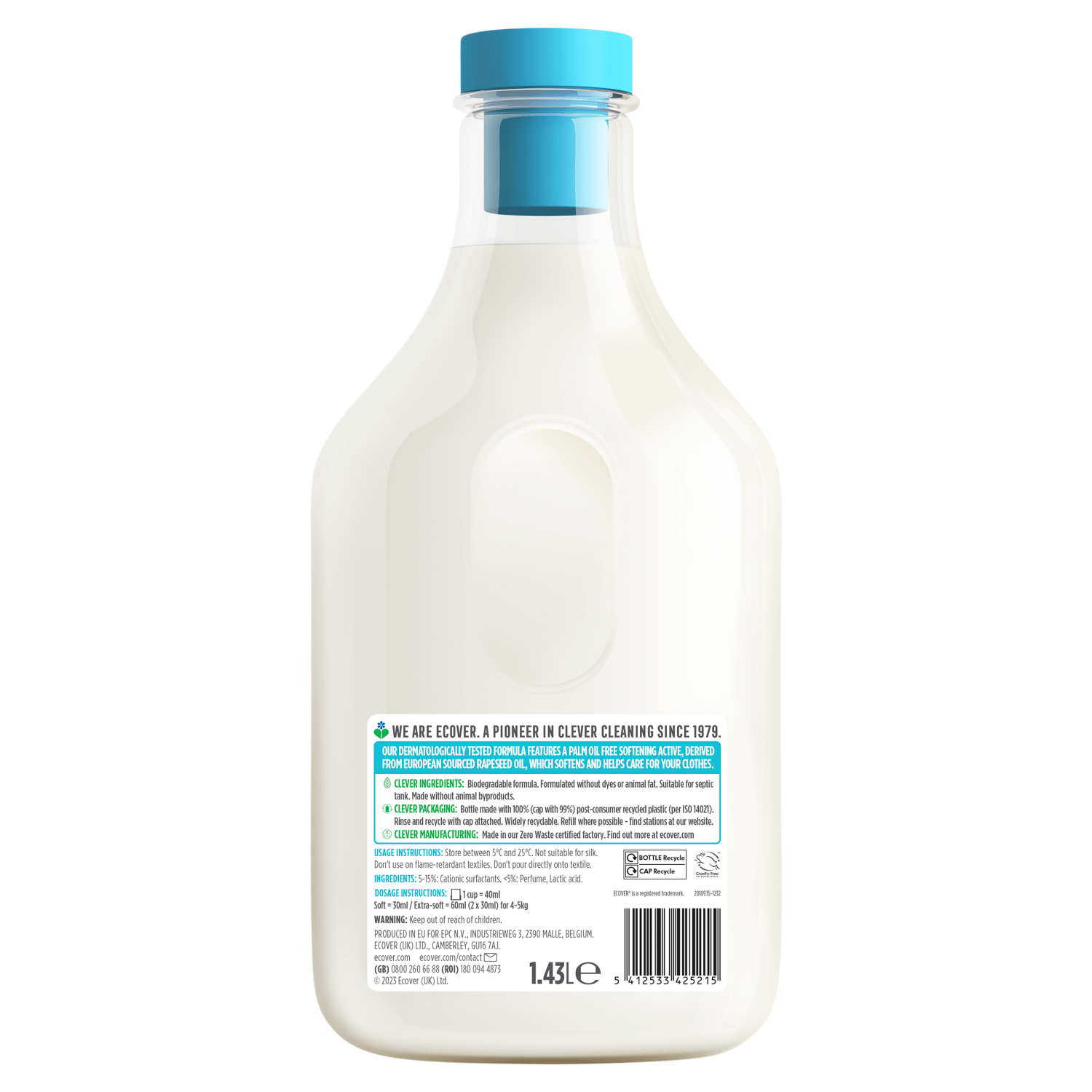 Ecover Fabric Softener Rose & Bergamot 1.43L - UK Food & Drink - 5412533425215