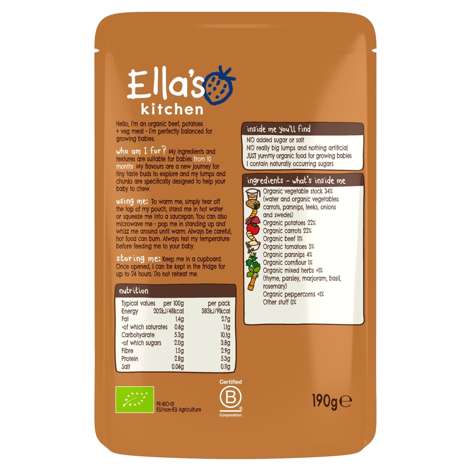 Ella's Kitchen Beefy Stew with Spuds from 10 Months 190g - UK Food & Drink - 5060107333970