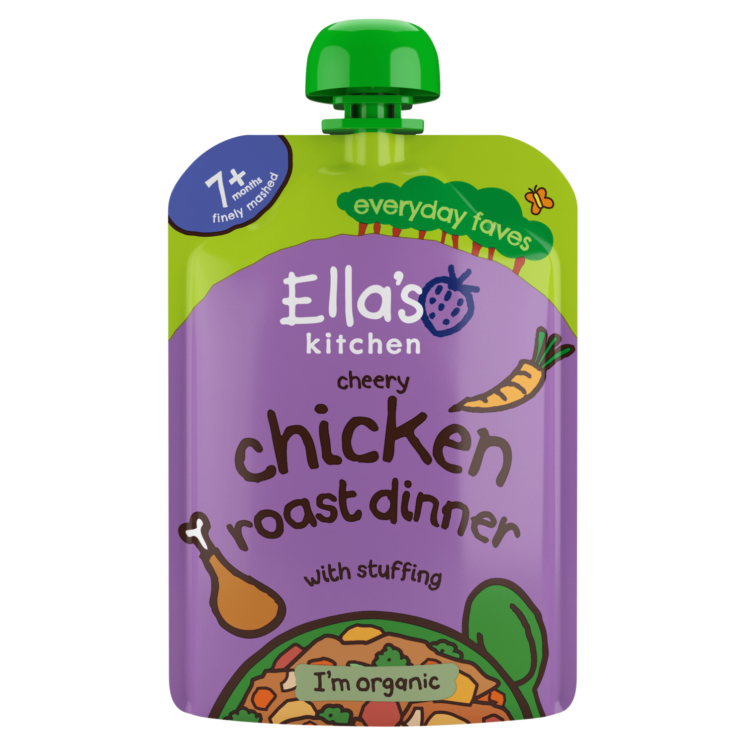 Ella's kitchen Cherry Chicken Roast Dinner with Stuffing 7+ Months 130g - UK Food & Drink - 5060107333895