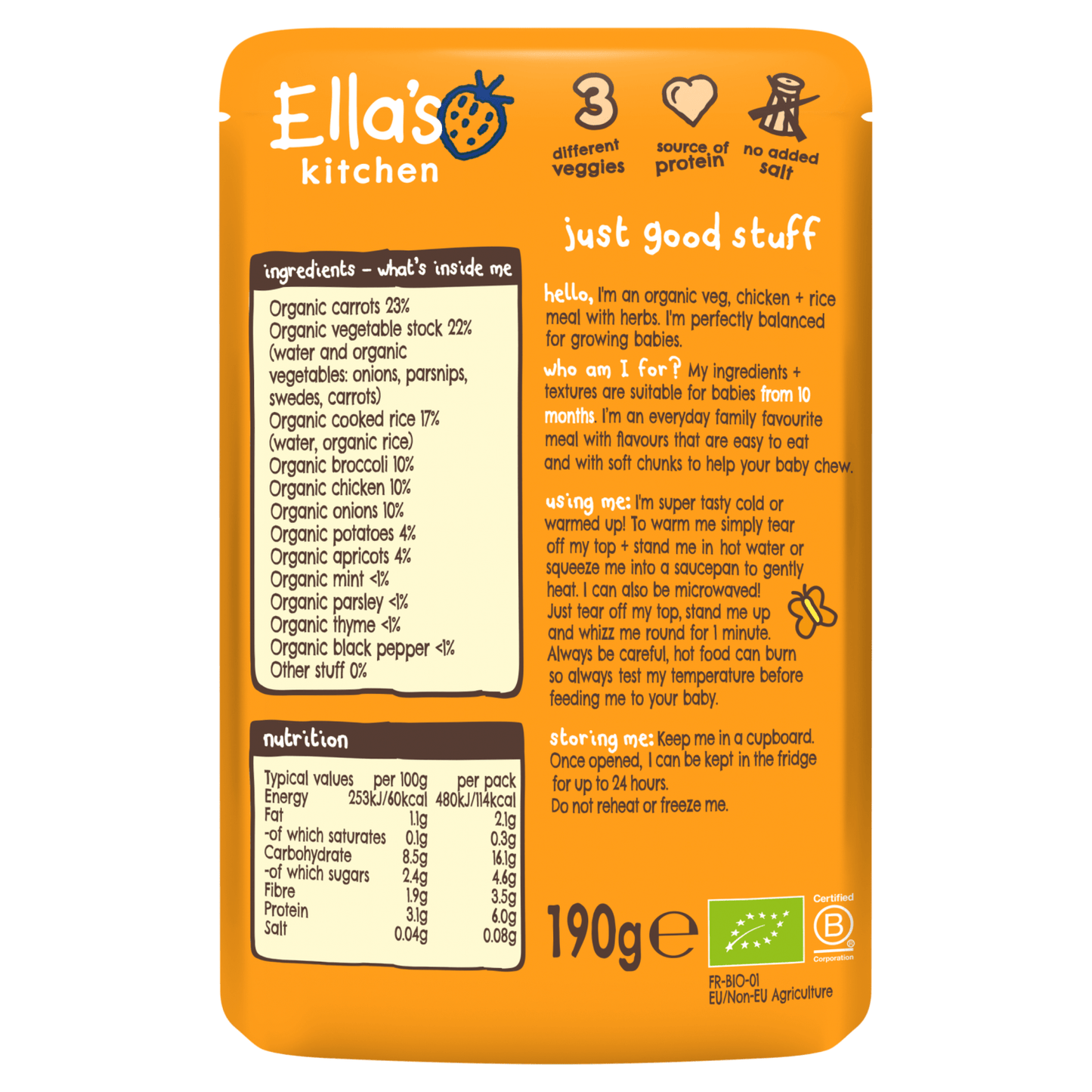 Ella's Kitchen Chicken Casserole with Thyme 10+ Months 190g - UK Food & Drink - 5060107332249