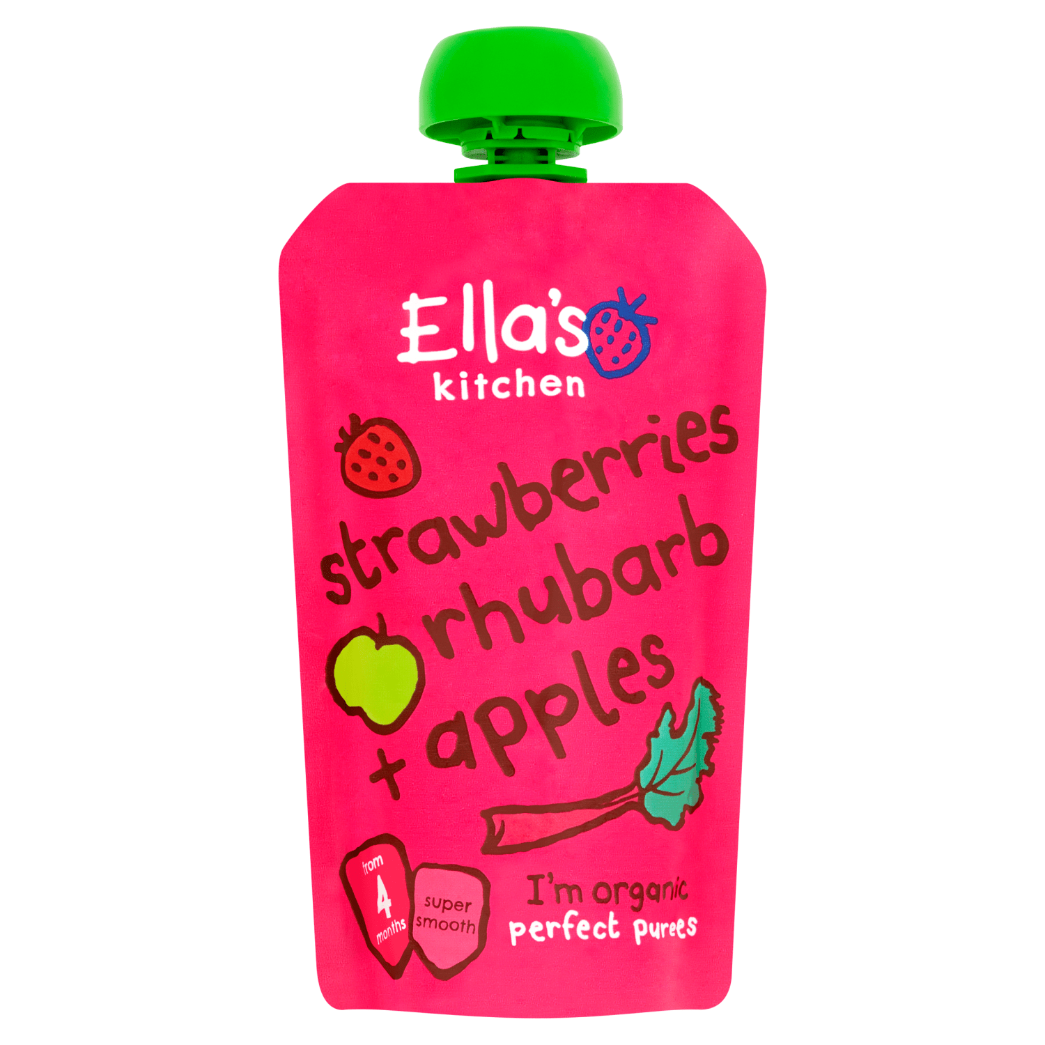 Ella's Kitchen Organic Strawberries, Rhubarb and Apples Baby Pouch 4+ Months 120g - UK Food & Drink - 5060503500808