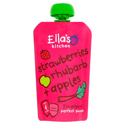 Ella's Kitchen Organic Strawberries, Rhubarb and Apples Baby Pouch 4+ Months 120g - UK Food & Drink - 5060503500808