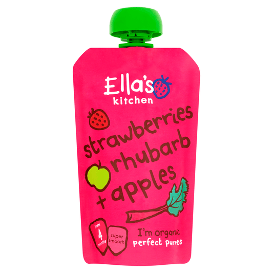 Ella's Kitchen Organic Strawberries, Rhubarb and Apples Baby Pouch 4+ Months 120g - UK Food & Drink - 5060503500808
