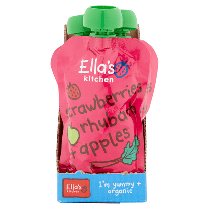 Ella's Kitchen Organic Strawberries, Rhubarb and Apples Baby Pouch 4+ Months 120g - UK Food & Drink - 5060503500808