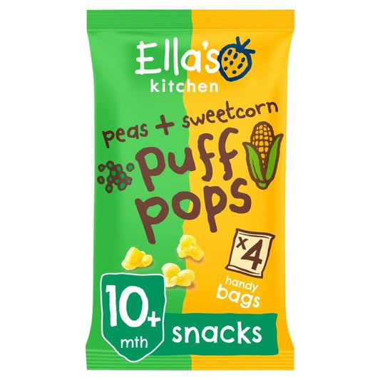 Ella's Kitchen Peas + Sweetcorn Puff Pops from 10 Months 4 x 9g (36g) - UK Food & Drink - 5060503502611