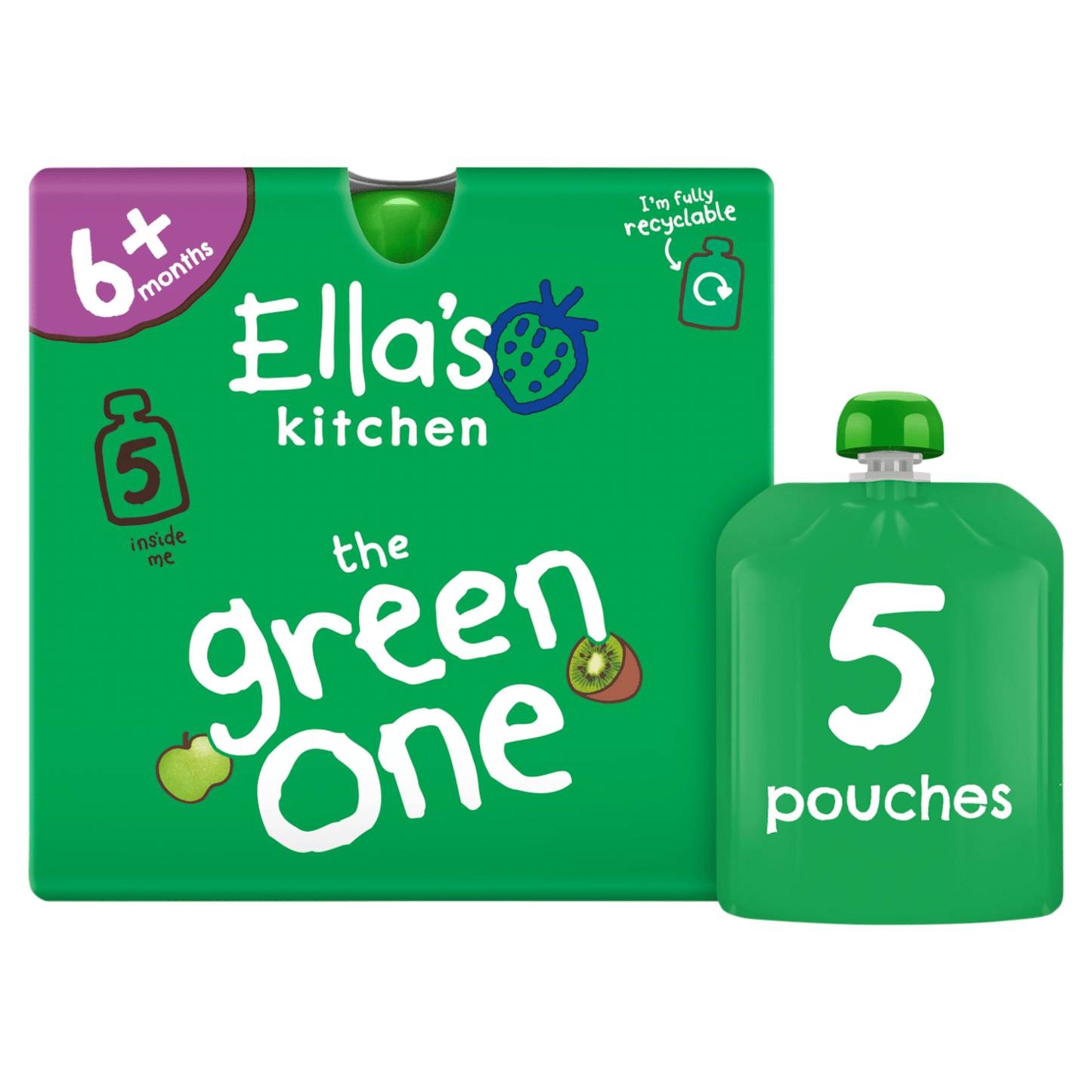 Ella's Kitchen The Green One Squished Smoothie Fruits 5 x 90g - UK Food & Drink - 5060107330405