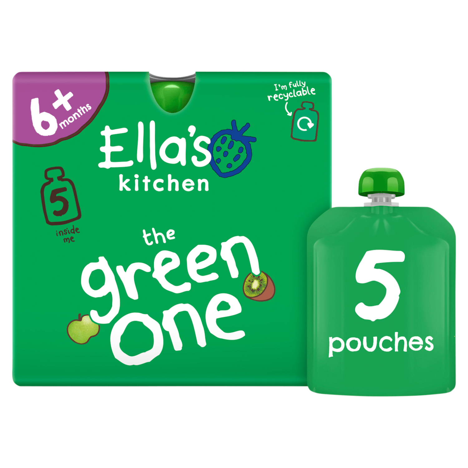 Ella's Kitchen The Green One Squished Smoothie Fruits 5 x 90g - UK Food & Drink - 5060107330405