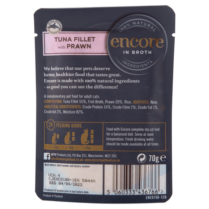 Encore Cat Food Tuna with Prawn Pouch 70g - UK Food & Drink - 5060333436766