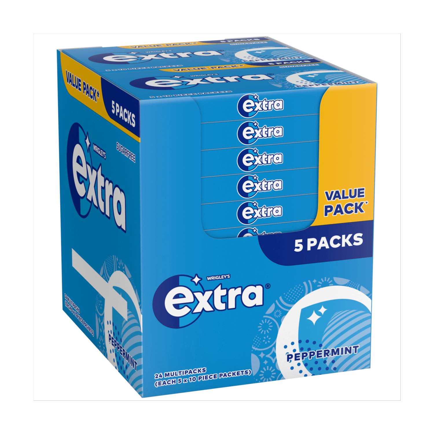 Extra Peppermint Sugarfree Chewing Gum Multipack 5x10 Pieces - UK Food & Drink - 4009900549394