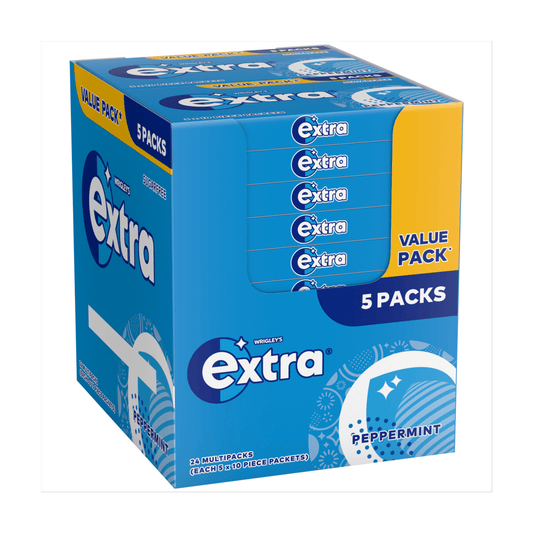 Extra Peppermint Sugarfree Chewing Gum Multipack 5x10 Pieces - UK Food & Drink - 4009900549394