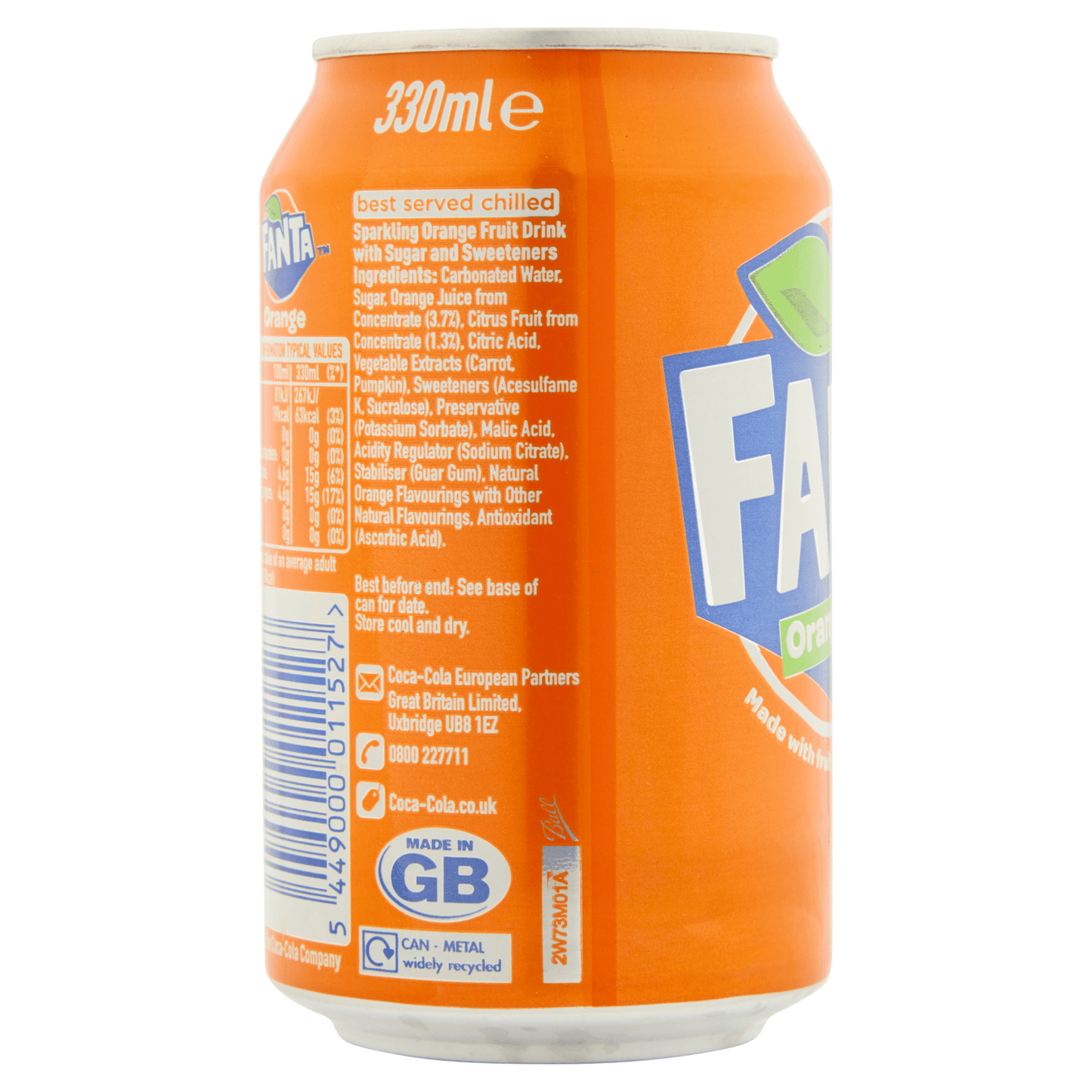 Fanta Orange 330ml - UK Food & Drink - 5449000011527