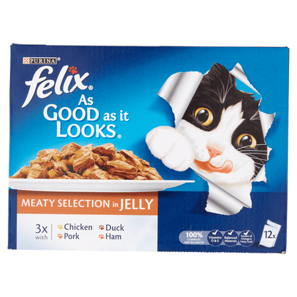 Felix As Good As It Looks Adult Cat Food Meaty Selection in Jelly 12 x 100g - UK Food & Drink - 7613034958846