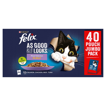 Felix As Good As It Looks Adult Cat Food Mixed Selection in Jelly 40 x 100g - UK Food & Drink - 7613036016223