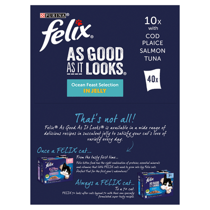 Felix As Good As It Looks Adult Cat Food Ocean Feasts in Jelly 40 x 100g - UK Food & Drink - 7613036016841