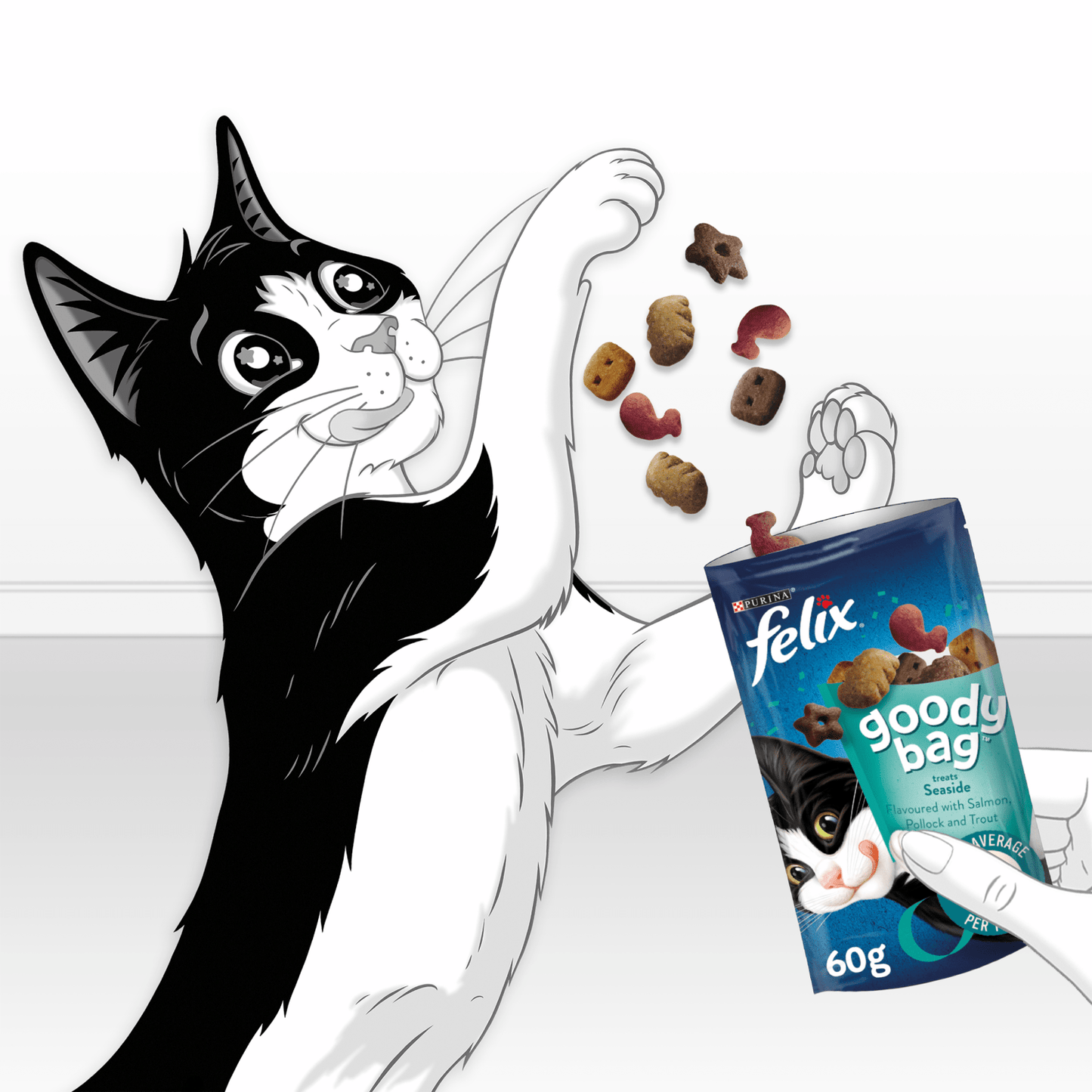 Felix Goody Bag Adult Cat Treats Seaside Mix 60g - UK Food & Drink - 7613033733420