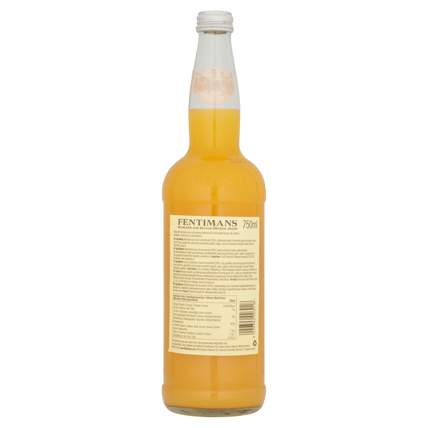 Fentimans Classic Mandarin and Seville Orange Jigger 750ml - UK Food & Drink - 5029396003018