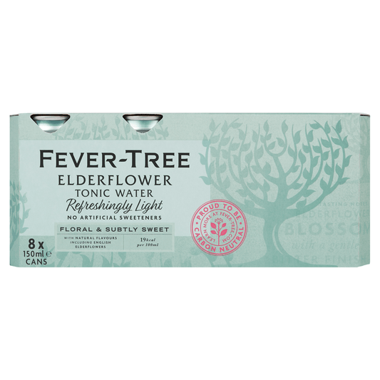 Fever - Tree Refreshingly Light Elderflower Tonic Water 8 x 150ml - UK Food & Drink - 5060108452113