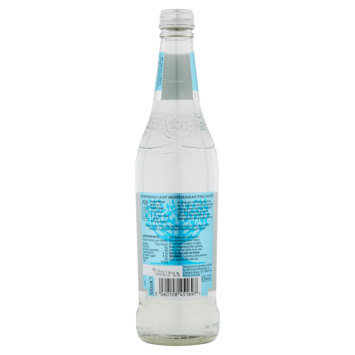 Fever - Tree Refreshingly Light Mediterranean Tonic Water 500ml - UK Food & Drink - 5060108451697
