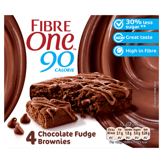 Fibre One 90 Calorie Chocolate Fudge Brownies 4 x 24g (96g) - UK Food & Drink - 8410076621931