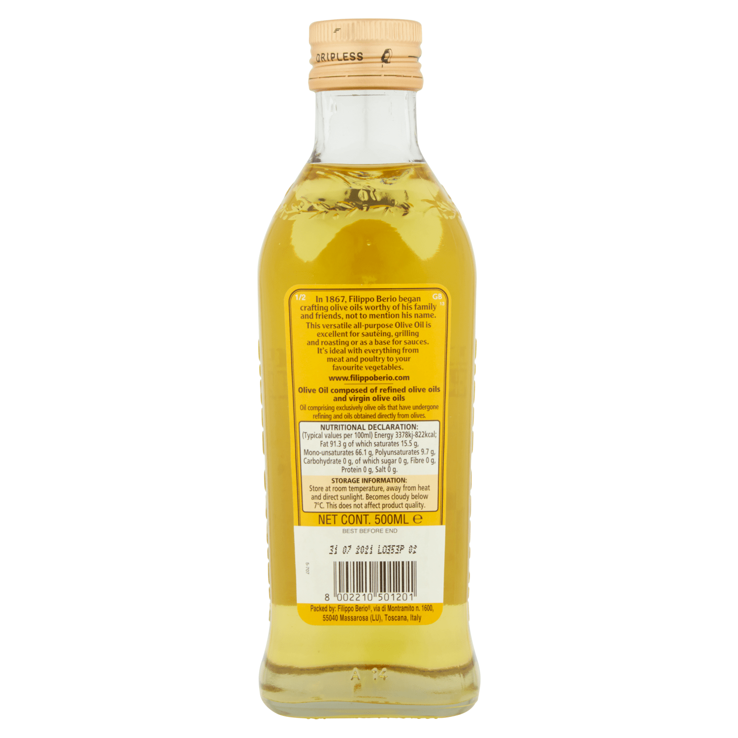 Filippo Berio Classic Olive Oil 500ml - UK Food & Drink - 8002210501201