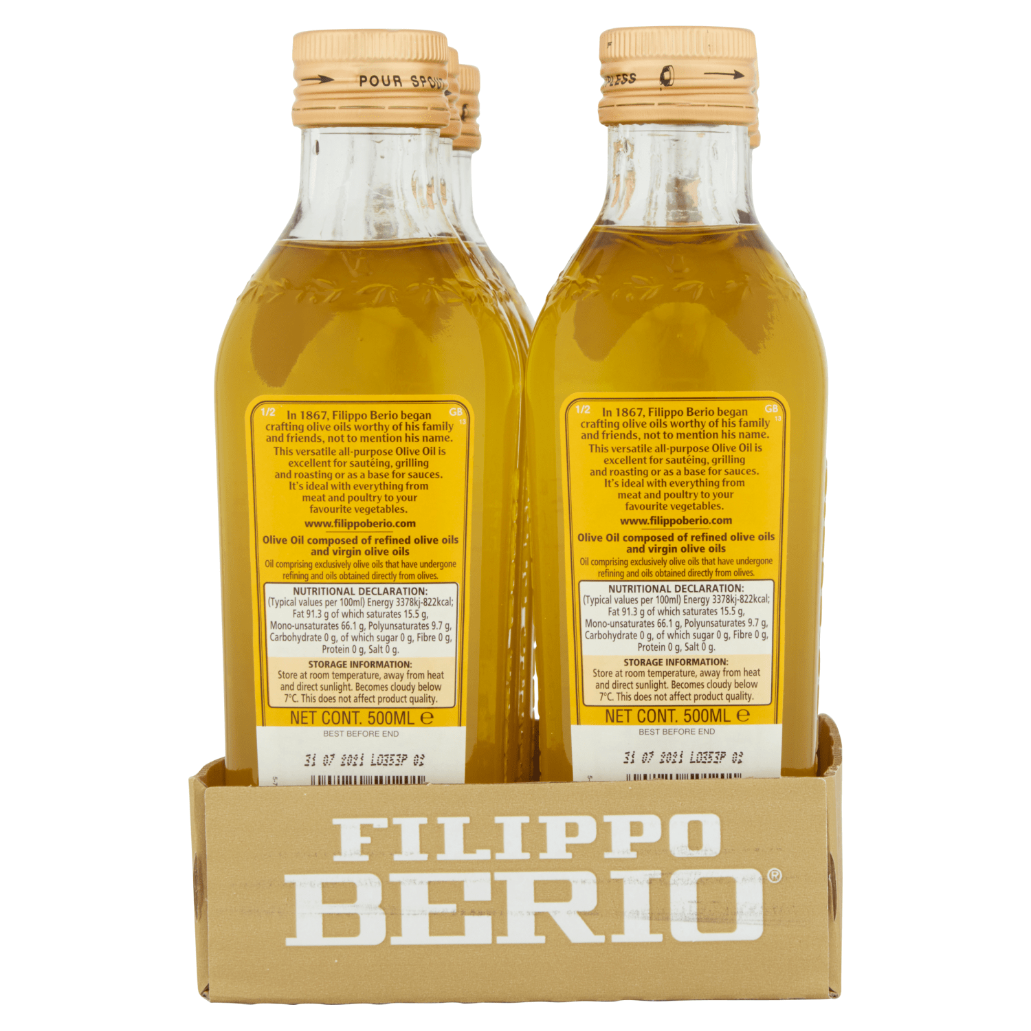 Filippo Berio Classic Olive Oil 500ml - UK Food & Drink - 8002210501201