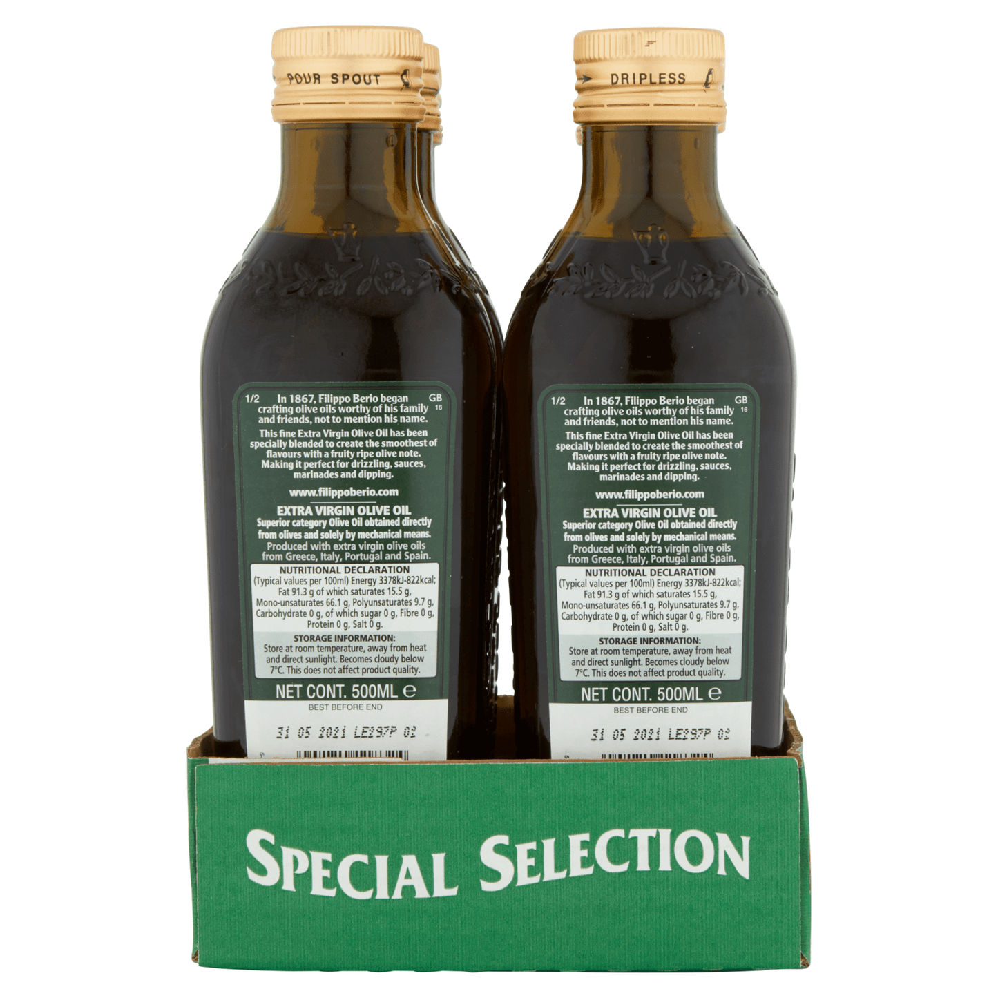 Filippo Berio Special Selection Extra Virgin Olive Oil 500ml - UK Food & Drink - 8002210118324
