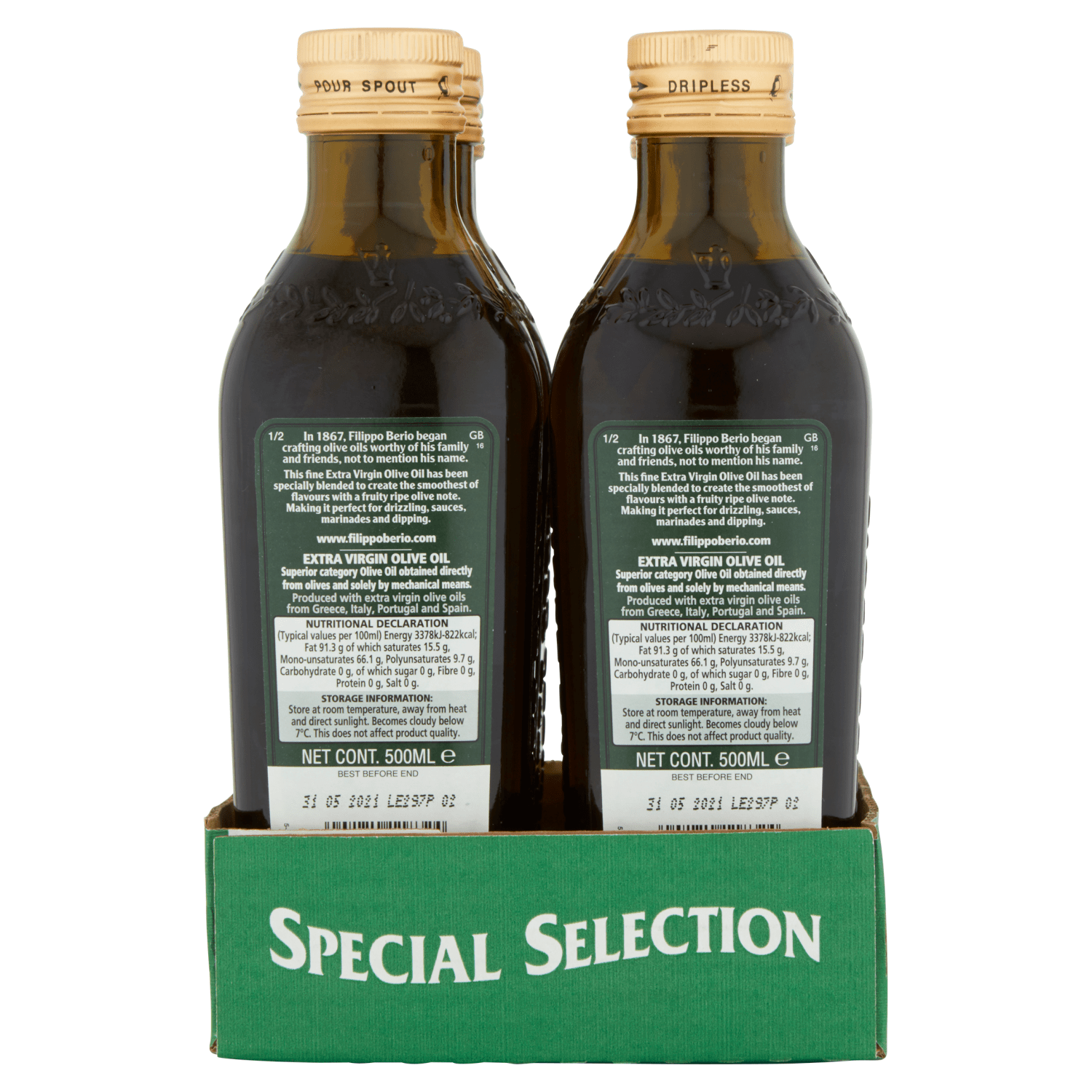 Filippo Berio Special Selection Extra Virgin Olive Oil 500ml - UK Food & Drink - 8002210118324