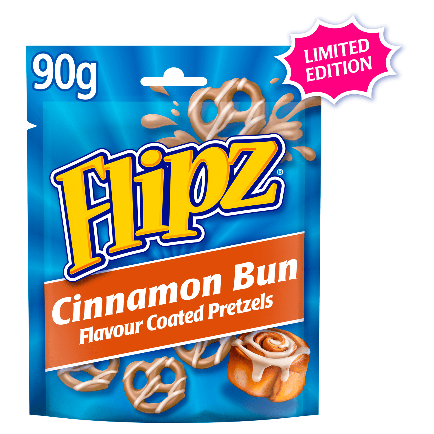 Flipz Limited Edition Cinnamon Bun Flavour Coated Pretzels 90g - UK Food & Drink - 5000168002217