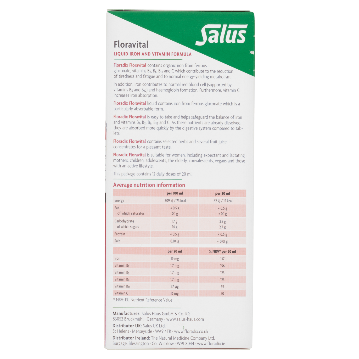 Floradix Floravital Liquid Iron and Vitamin Formula 250ml - UK Food & Drink - 4004148017179