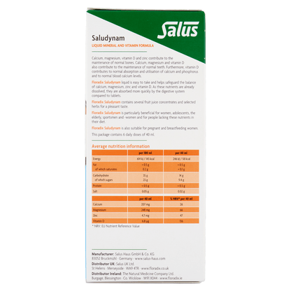 Floradix Saludynam Liquid Calcium, Mineral and Vitamin Formula Food Supplement 250ml - UK Food & Drink - 4004148017766