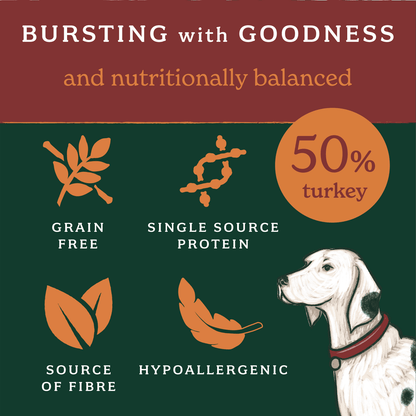 Forthglade Lightly Baked Natural Dry Dog Food Turkey Adult Dogs One Year+ 2kg - UK Food & Drink - 5023833007539