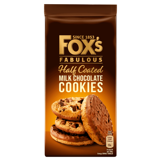 Fox's Fabulous Half - Coated Milk Chocolate Cookies 175g - UK Food & Drink - 5010035068383