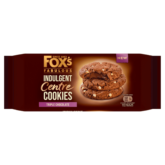 Fox's Fabulous Indulgent Centre Cookies Triple Chocolate 160g - UK Food & Drink - 5010035069403