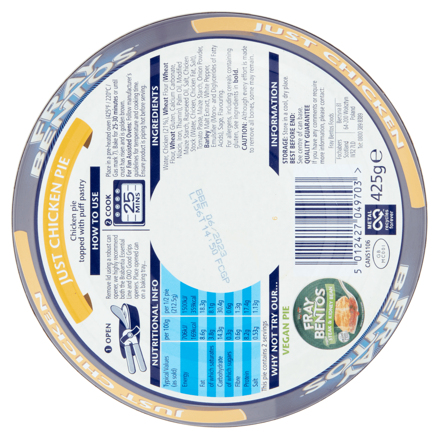 Fray Bentos Just Chicken 425g - UK Food & Drink - 5012427049703