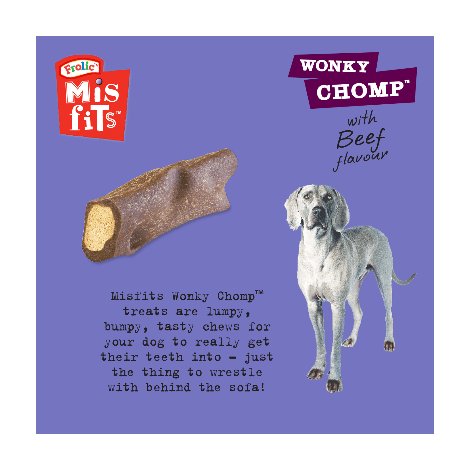 Frolic Misfits Wonky Chomp Adult Medium Dog Treats Beef 2 Stick 170g - UK Food & Drink - 5998749119020