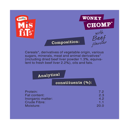 Frolic Misfits Wonky Chomp Adult Medium Dog Treats Beef 2 Stick 170g - UK Food & Drink - 5998749119020