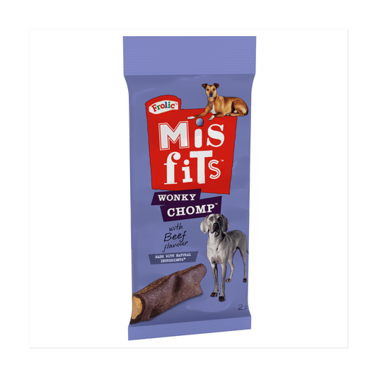 Frolic Misfits Wonky Chomp Adult Medium Dog Treats Beef 2 Stick 170g - UK Food & Drink - 5998749119020