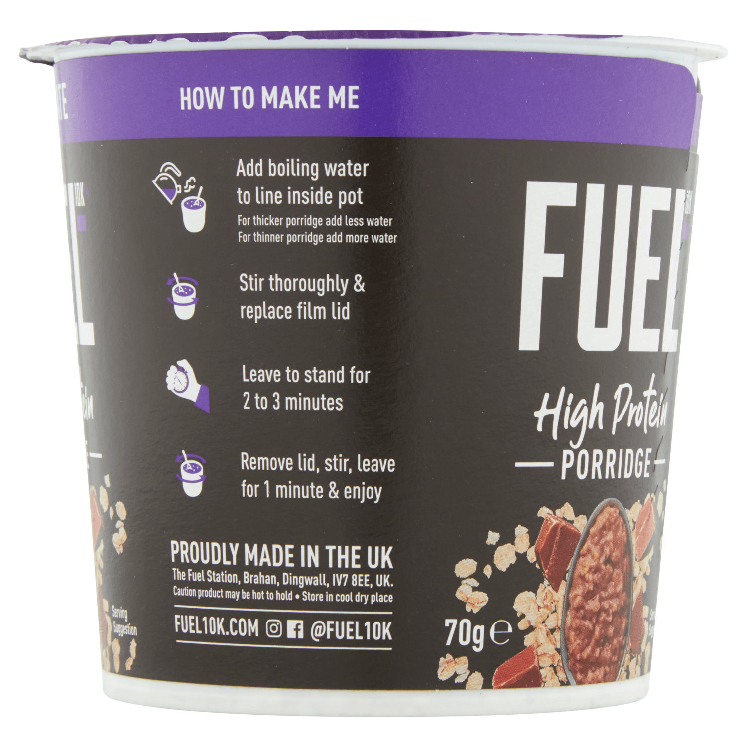 FUEL10K High Protein Chocolate Porridge Pot 70g - UK Food & Drink - 5060201623205