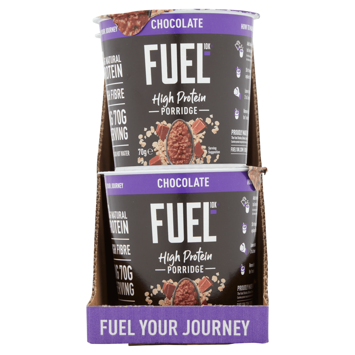 FUEL10K High Protein Chocolate Porridge Pot 70g - UK Food & Drink - 5060201623205
