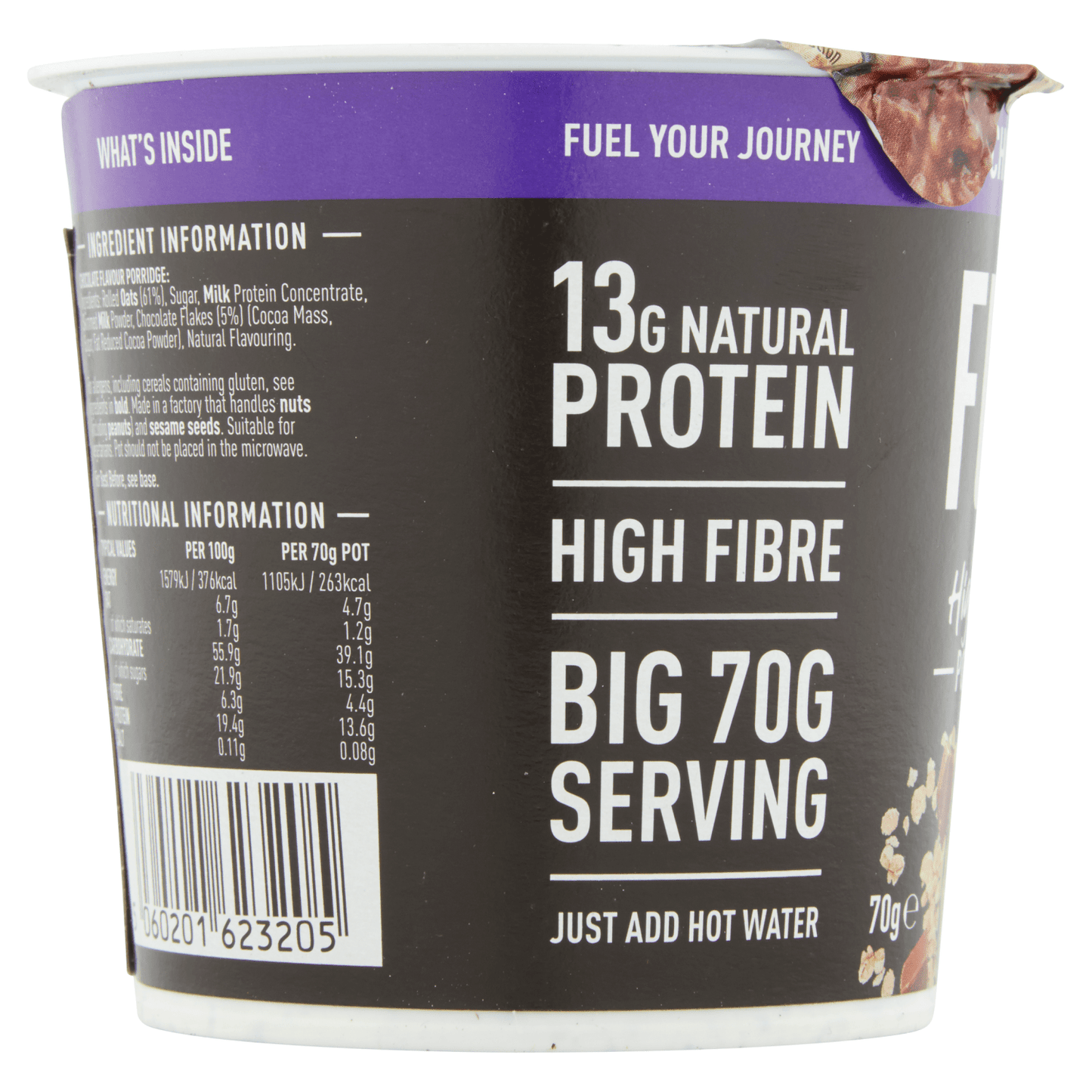 FUEL10K High Protein Chocolate Porridge Pot 70g - UK Food & Drink - 5060201623205