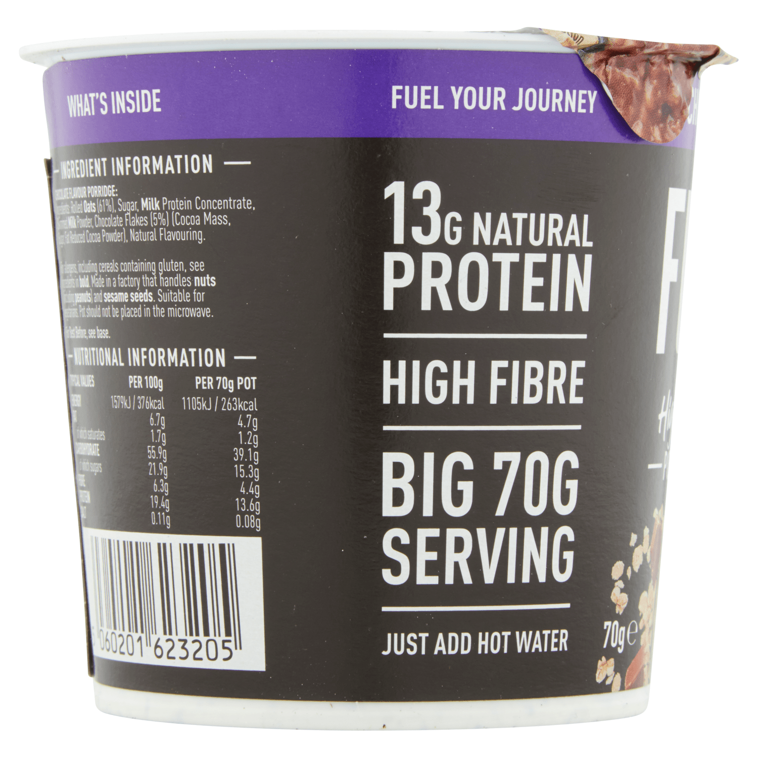 FUEL10K High Protein Chocolate Porridge Pot 70g - UK Food & Drink - 5060201623205