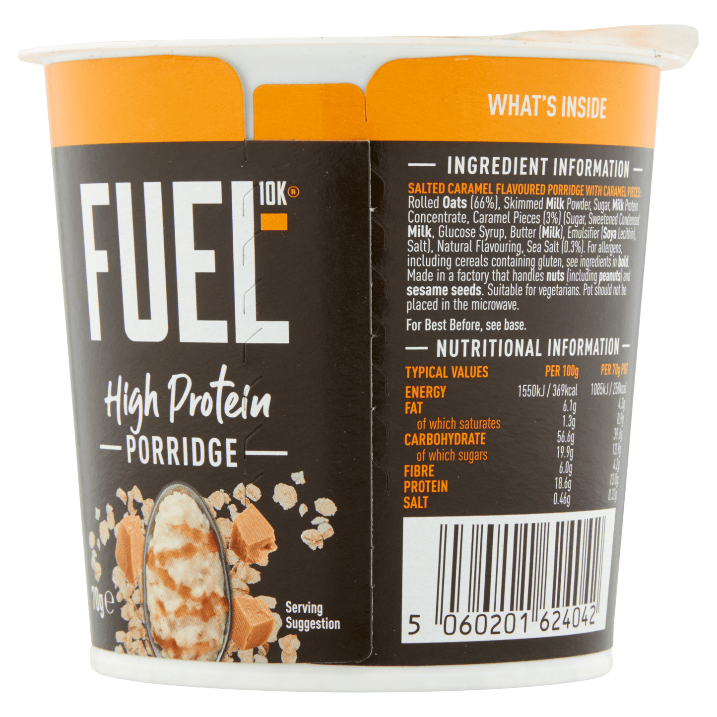 FUEL10K High Protein Salted Caramel Porridge Pot 70g - UK Food & Drink - 5060201624042