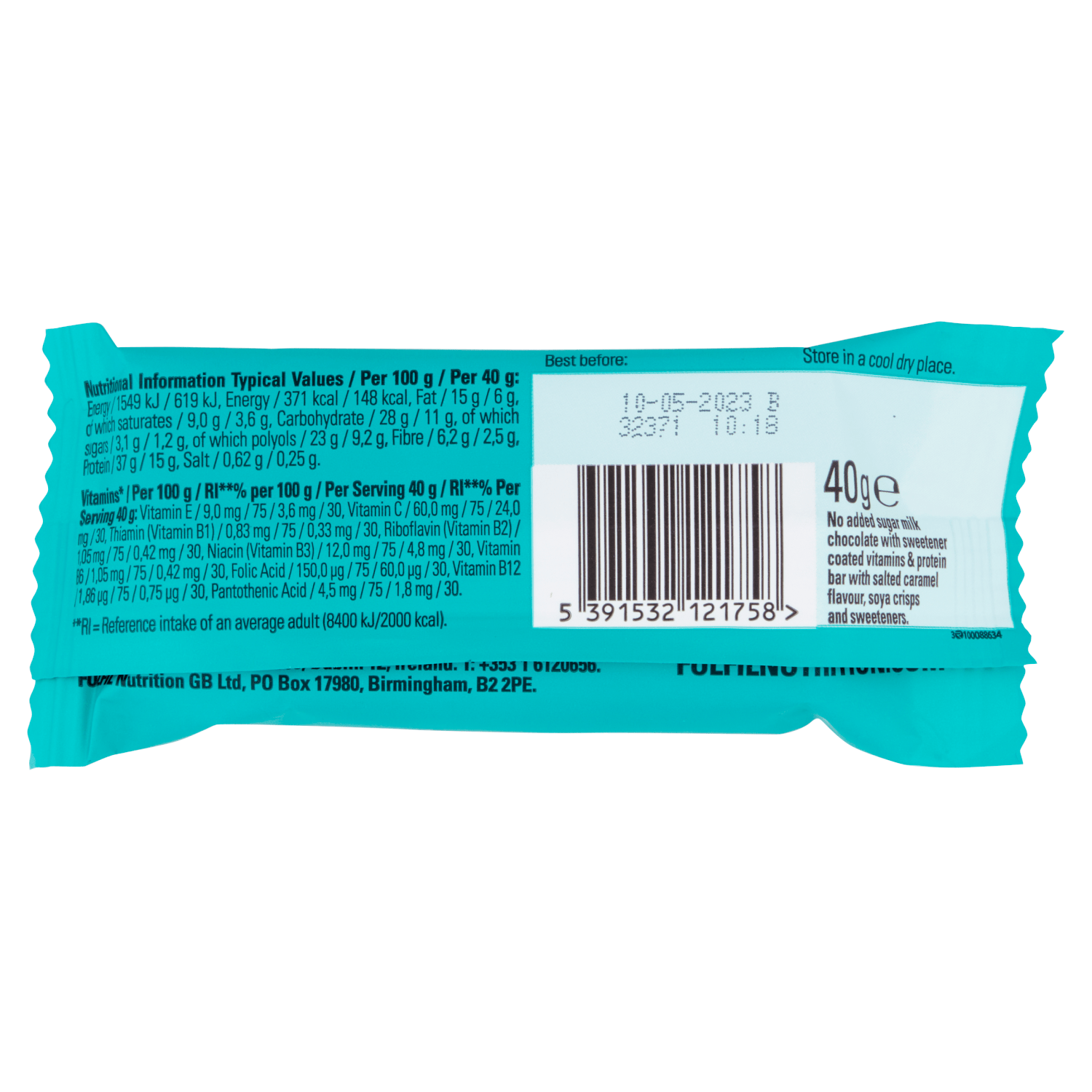 FULFIL Chocolate Salted Caramel Flavour Vitamin & Protein Bar 40g - UK Food & Drink - 5391532121758