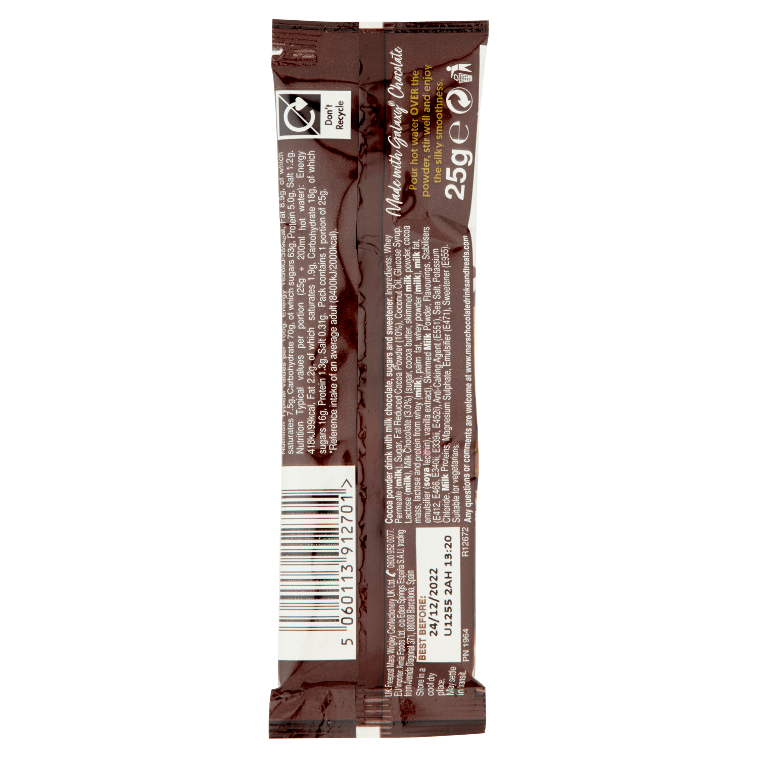 Galaxy Instant Hot Chocolate 25g - UK Food & Drink - 5060113912701