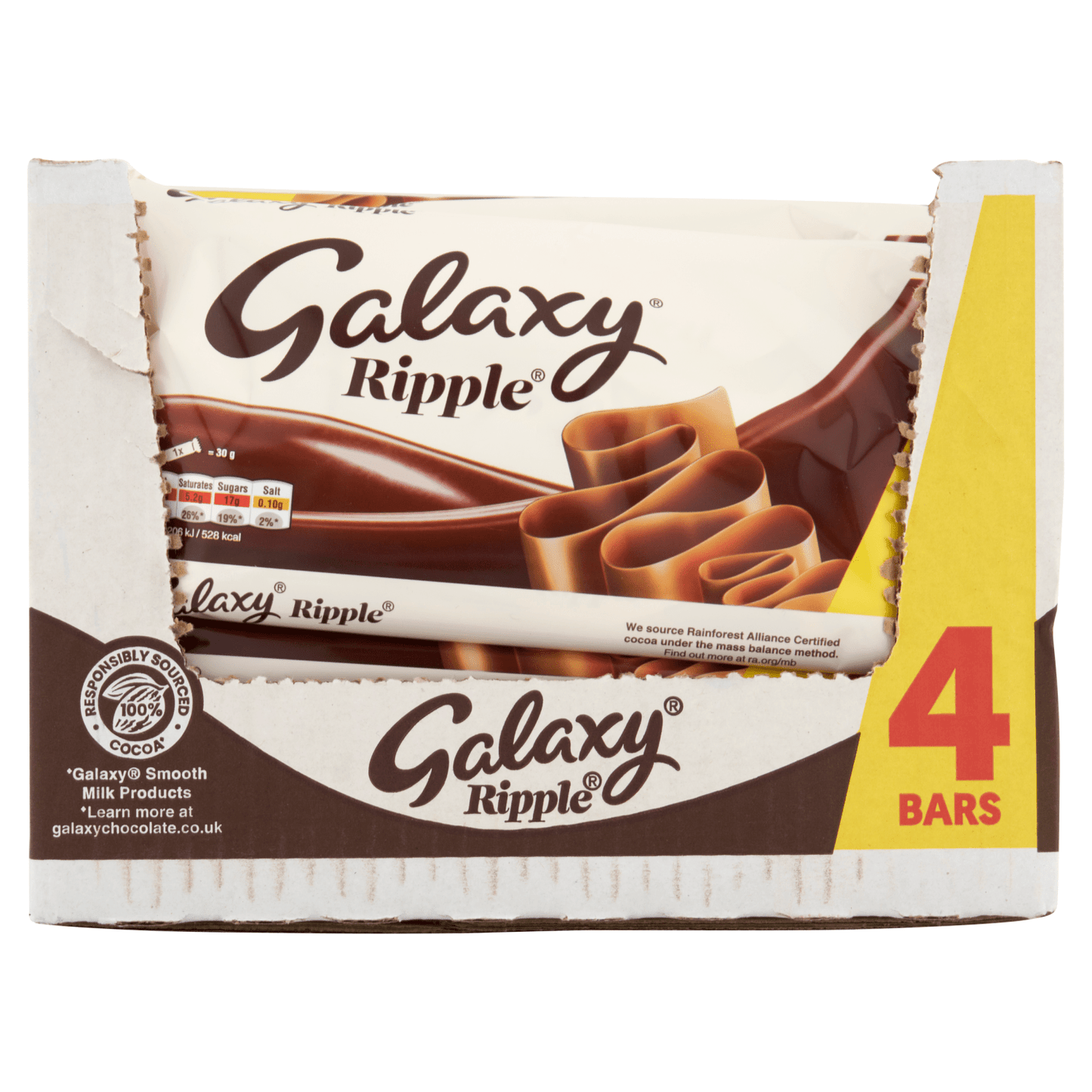 Galaxy Ripple Bars 4 x 30g (120g) - UK Food & Drink - 5000159553896