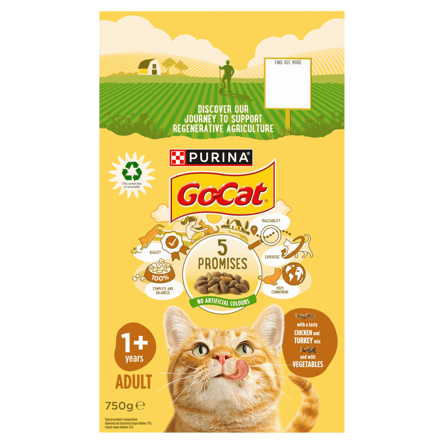 Go - Cat with a Tasty Chicken and Turkey Mix and with Vegetables 1+ Years Adult 750g - UK Food & Drink - 7613287211859