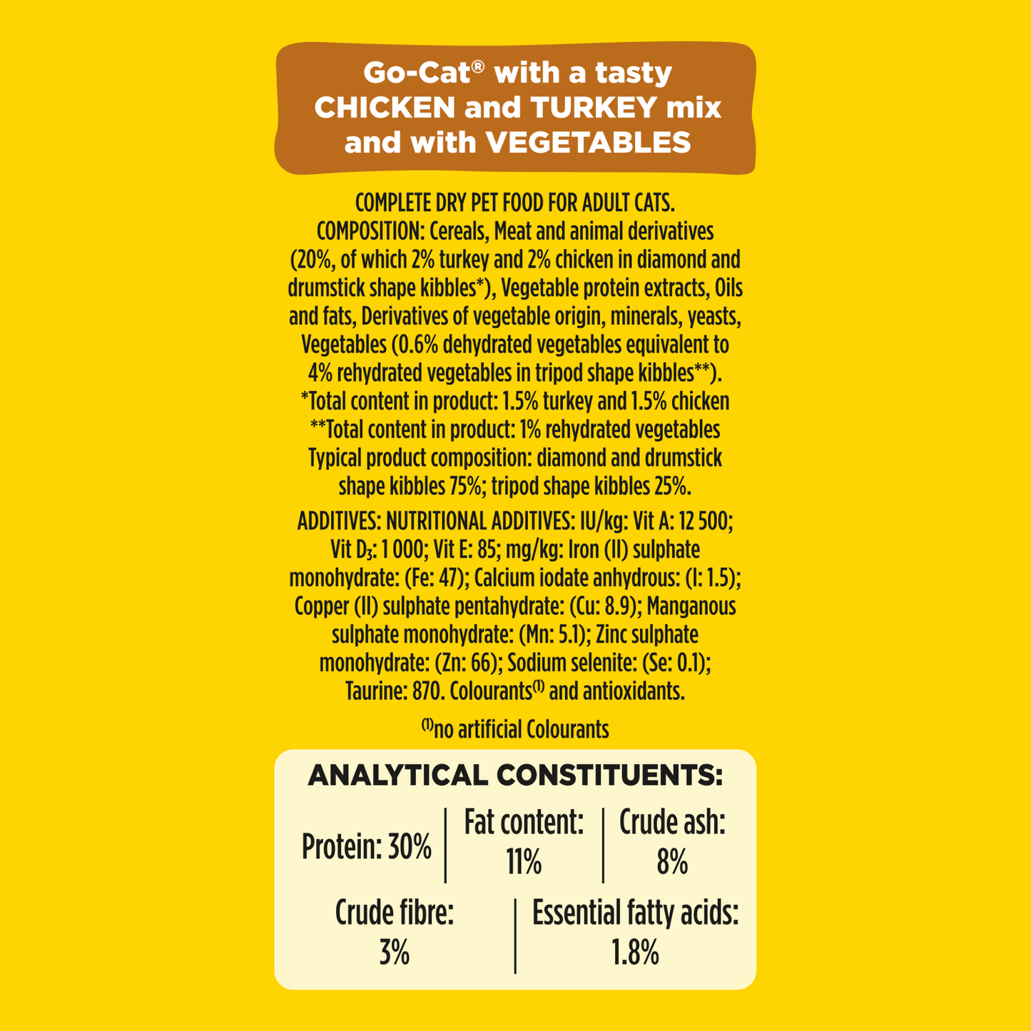 Go - Cat with a Tasty Chicken and Turkey Mix and with Vegetables 1+ Years Adult 750g - UK Food & Drink - 7613287211859