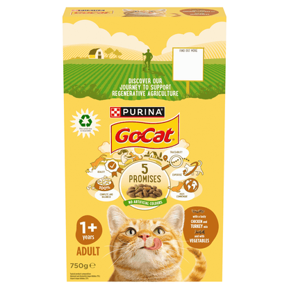 Go - Cat with a Tasty Chicken and Turkey Mix and with Vegetables 1+ Years Adult 750g - UK Food & Drink - 7613287211859