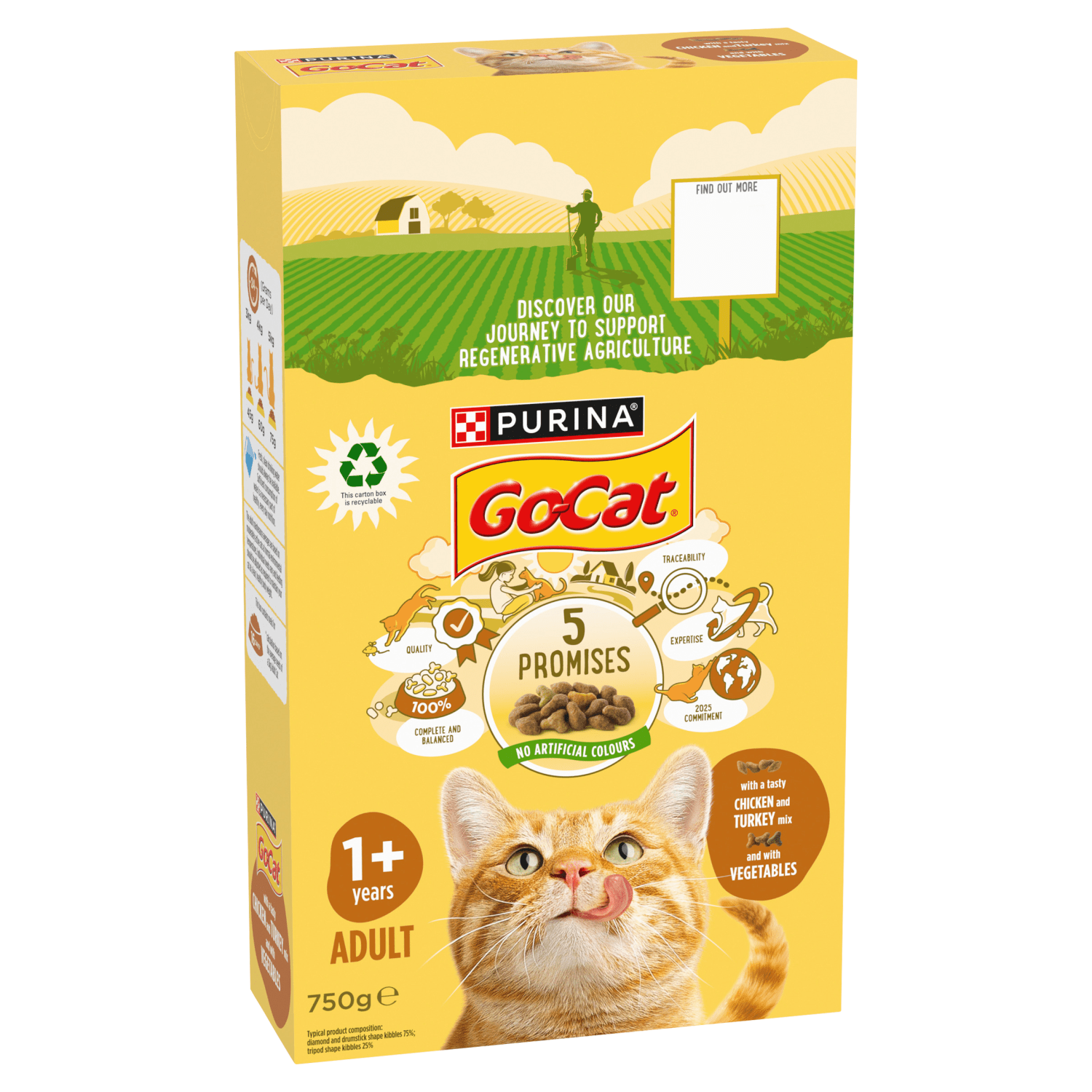Go - Cat with a Tasty Chicken and Turkey Mix and with Vegetables 1+ Years Adult 750g - UK Food & Drink - 7613287211859